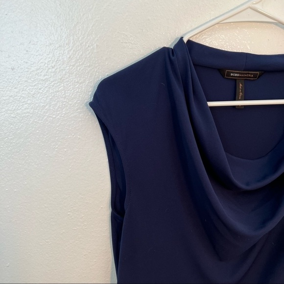 BCBGMAXAZRIA Sleeveless Dress Cowl Neck Navy Blue - Picture 6 of 12